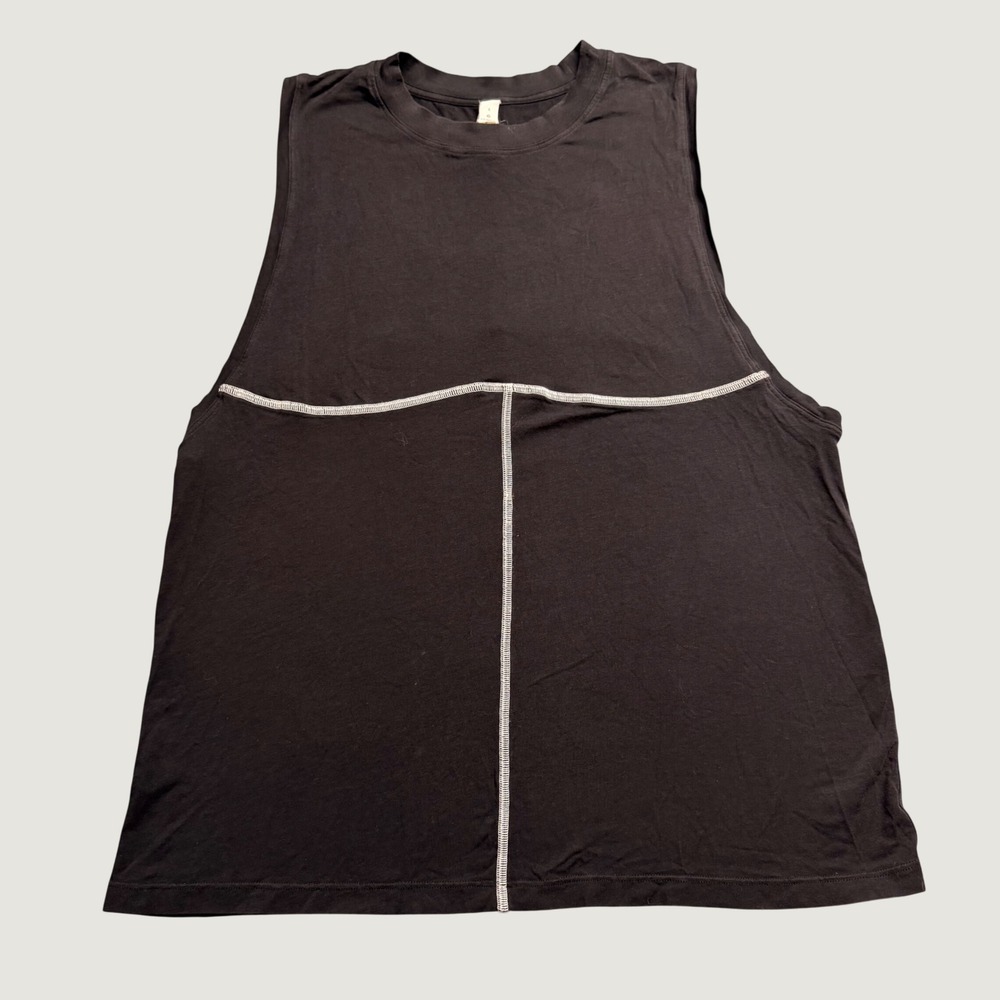 Lululemon Black Pima Cotton Muscle Tank Top Contrast Stitching Size 6